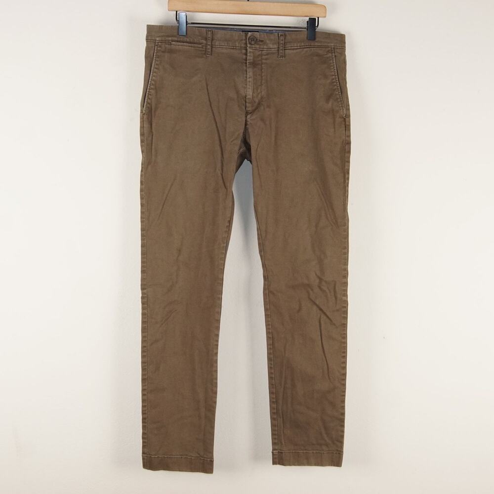 J Crew Brown Twill 484 Slim Stretch Chino Pants Mens Sz 33 x 32